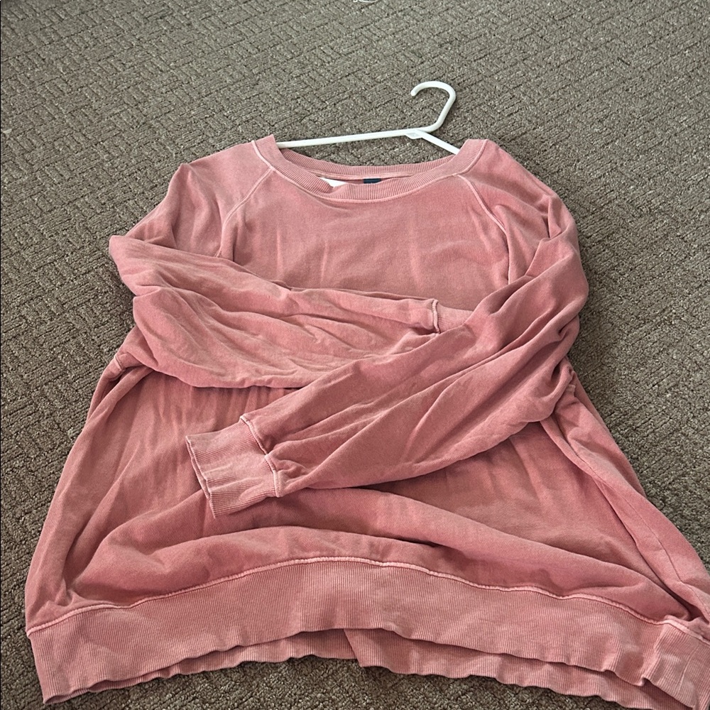 Old Navy Rose Pink Ribbed Crewneck Tee